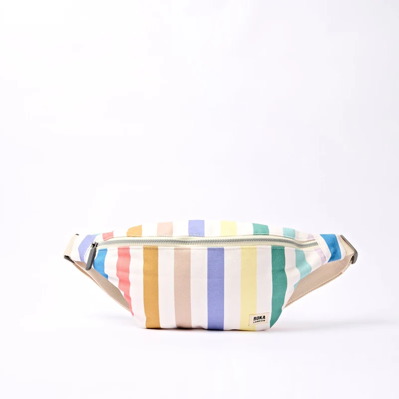 ROKA Mill Hill Crossbodytas van katoen canvas | Pastelkleurige multi-streep