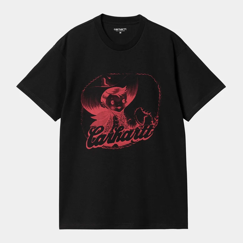 Carhartt WIP Heren Buddy biologisch T-shirt met korte mouwen - zwart / rood
