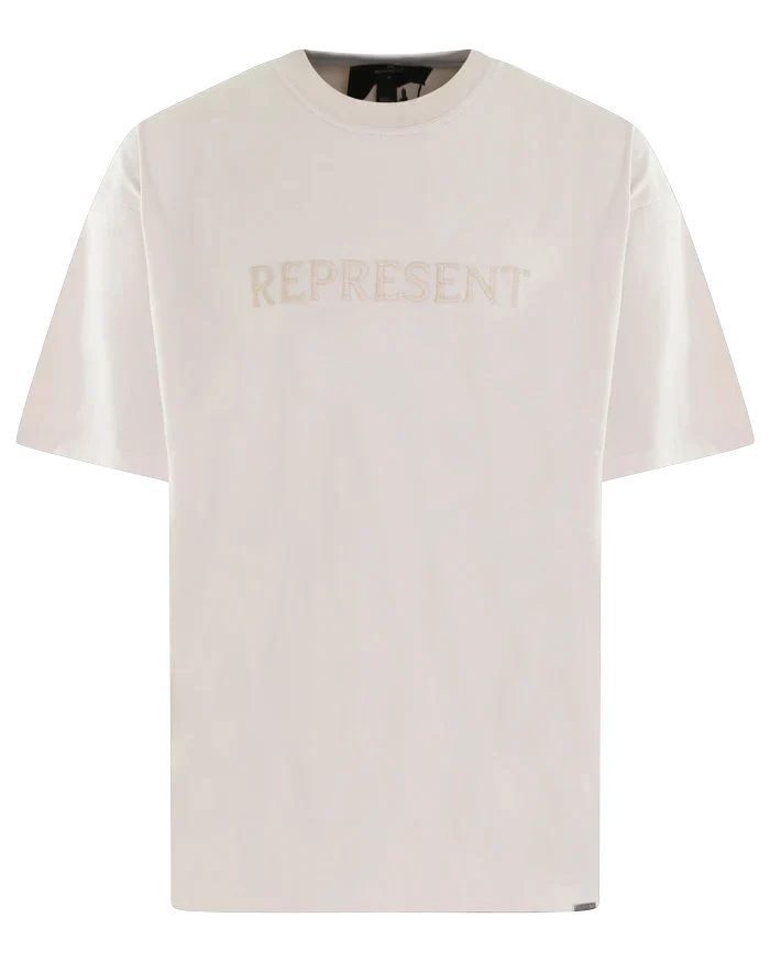 Heren Embroidered Serif TShirt Grijs
