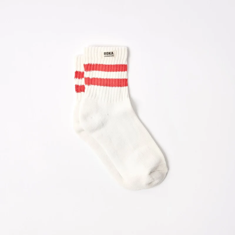 ROKA Windsor Stripe sokken van biologisch katoen | Cranberry
