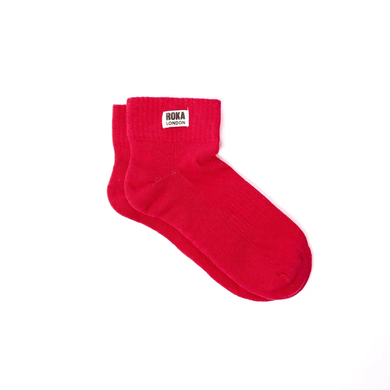 ROKA Wembley biologische katoenen crop sokken | Scarlet