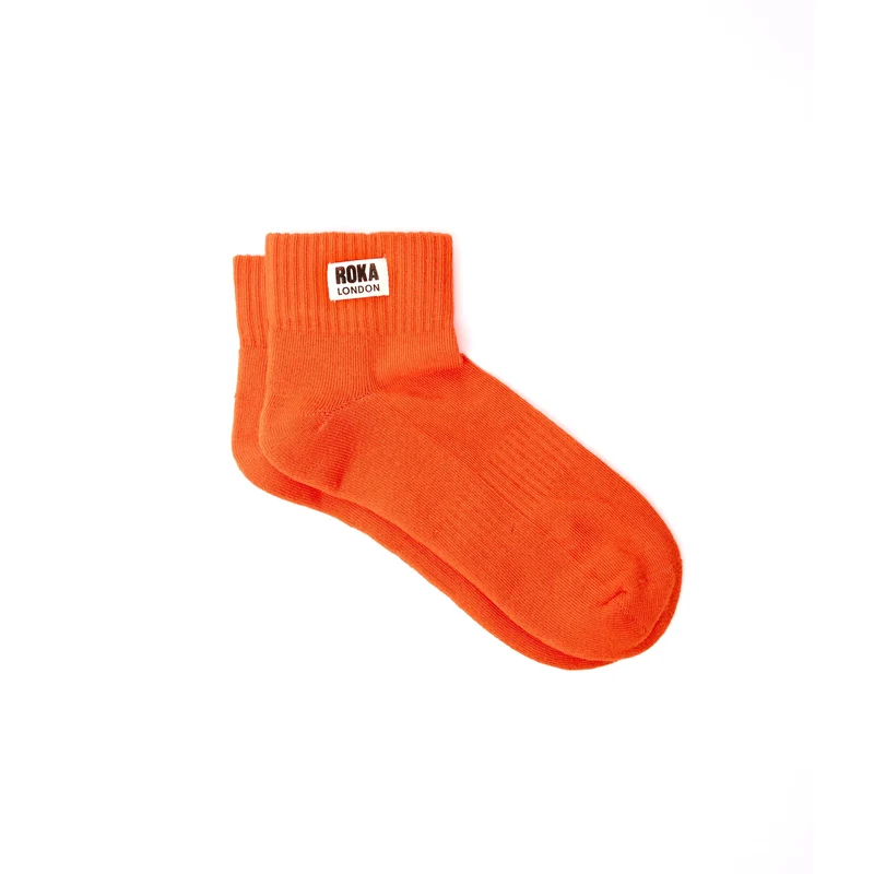 ROKA Wembley biologische katoenen crop sokken | Jaffa Orange