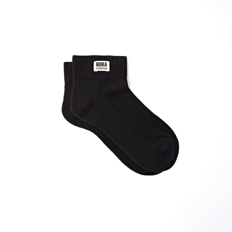 ROKA Wembley biologische katoenen crop sokken | Zwart