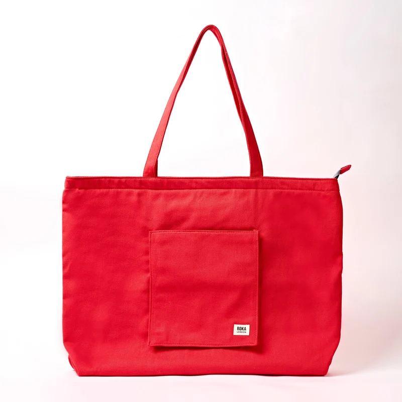 ROKA Portobello N Grote Tas van Gerecycled Katoen | Scarlet