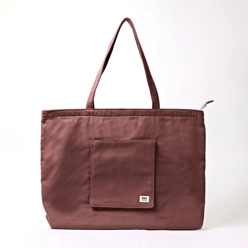 ROKA Portobello N Grote Tas van Gerecycled Katoen | Cacao