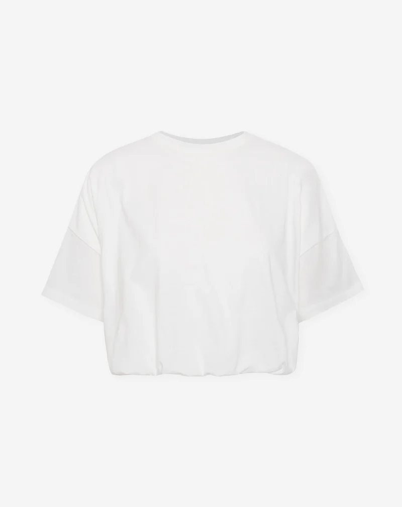 CROPPED BUBBLE HEM TEE CRÈME