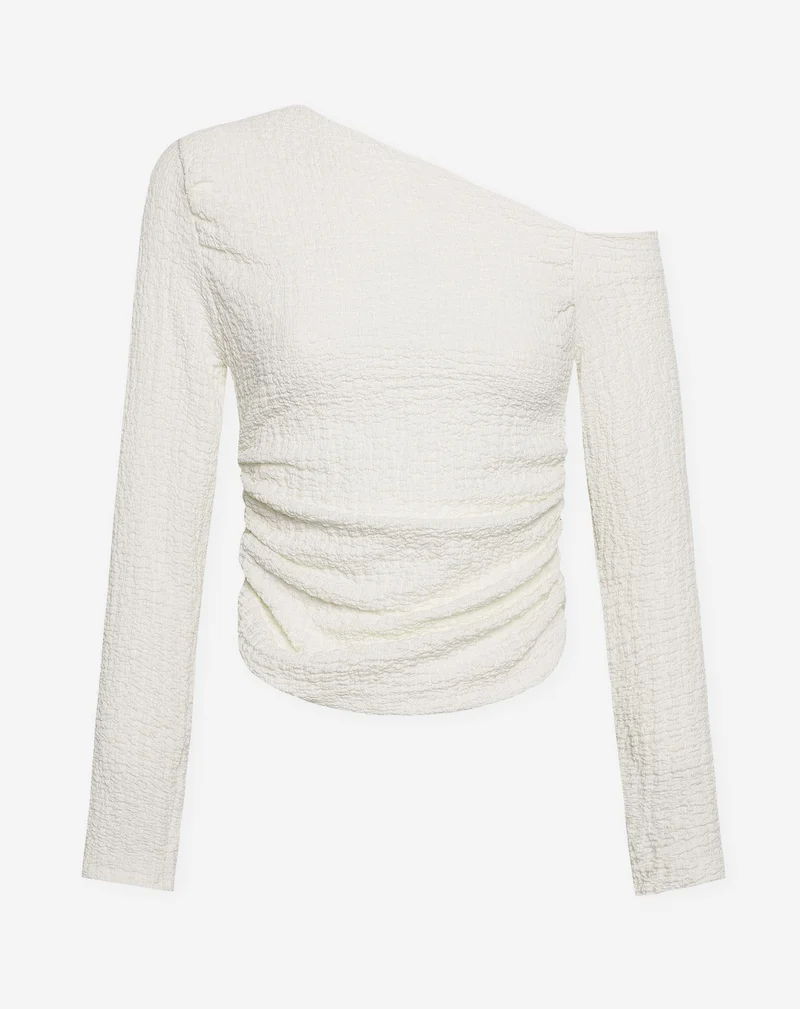 STRUCTURE OFF SHOULDER RUCHED TOP CRÈME