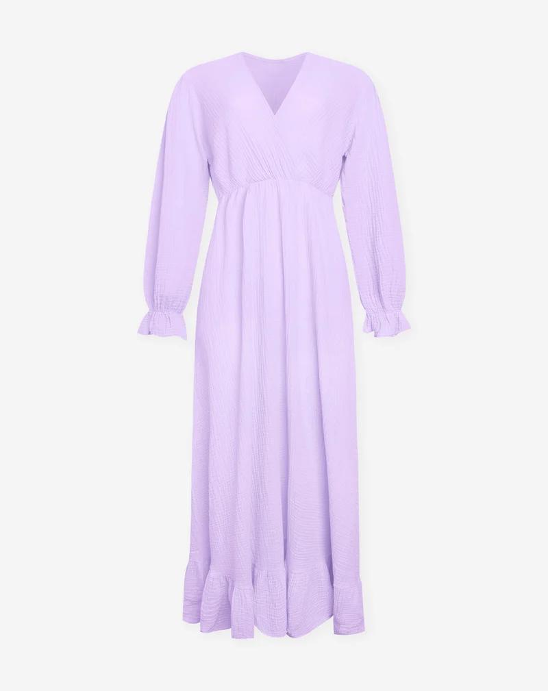 MOUSSELINE MAXI RUFFLE DRESS LILA
