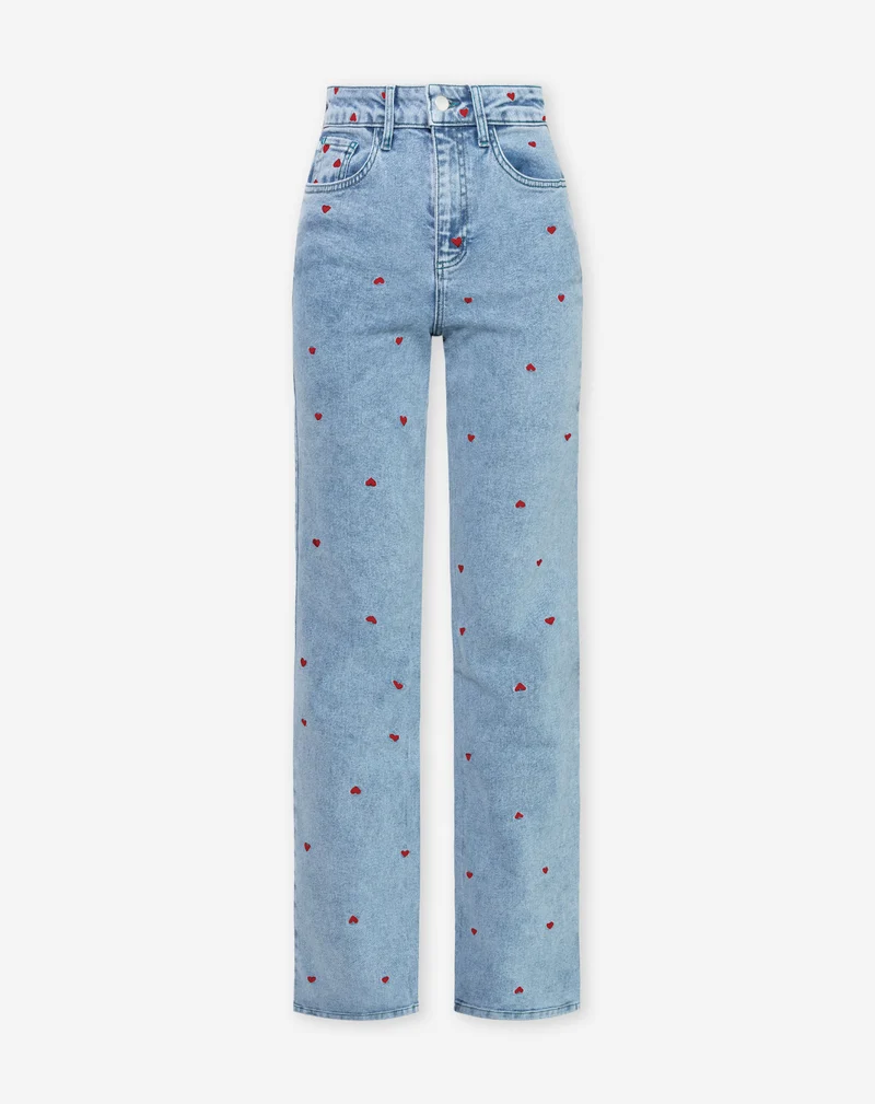 HEART BOOTCUT JEANS BURGUNDY