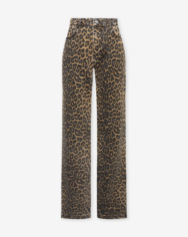 LEOPARD BOOTCUT JEANS ZWART