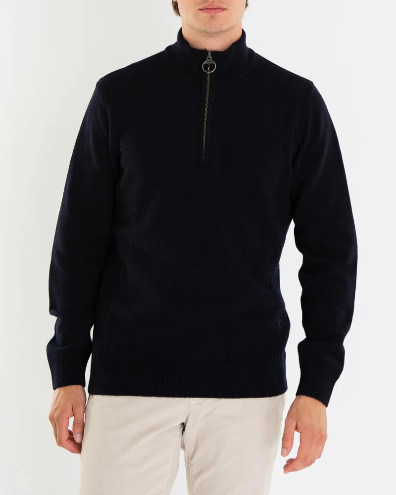 Barbour Heren Holden gebreide trui met halve rits Blauw