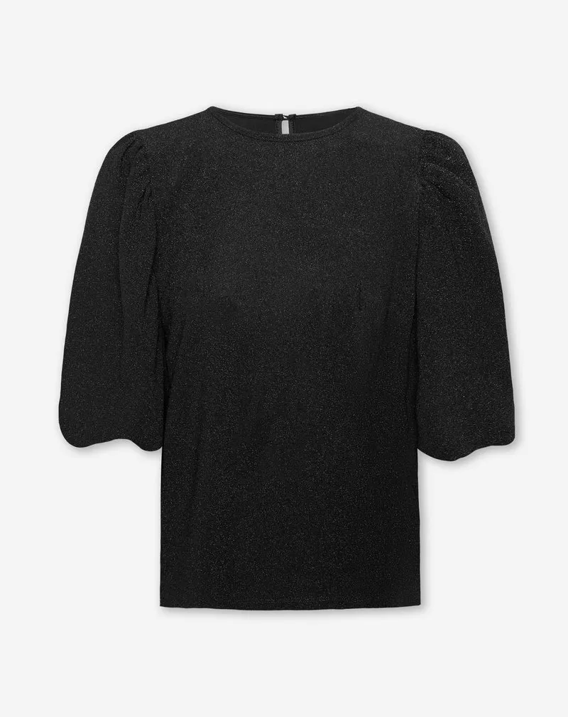 JULIE GLITTER PUFF TOP ZWART