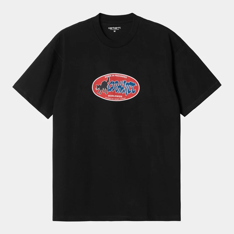 Carhartt WIP Heren T-shirt met kattenstickers - zwart