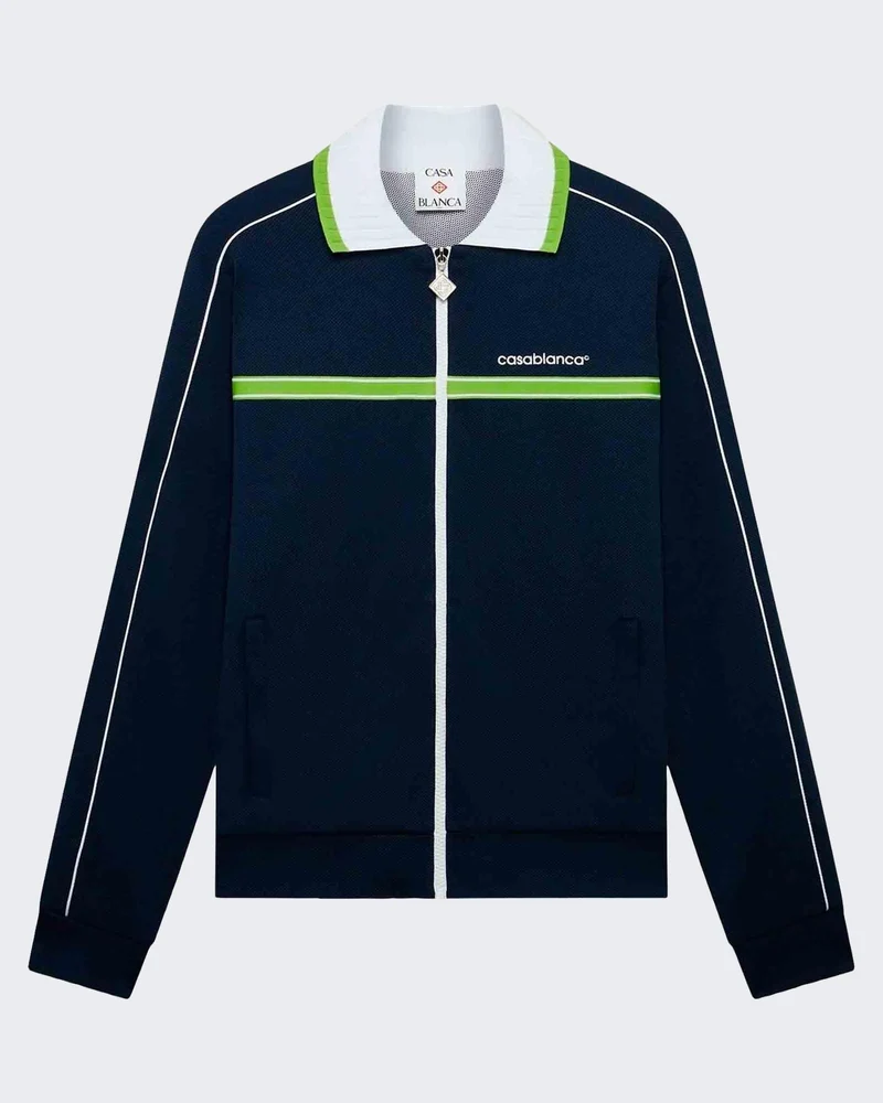 Casablanca Heren Round Pique Track Jack Blauw jas