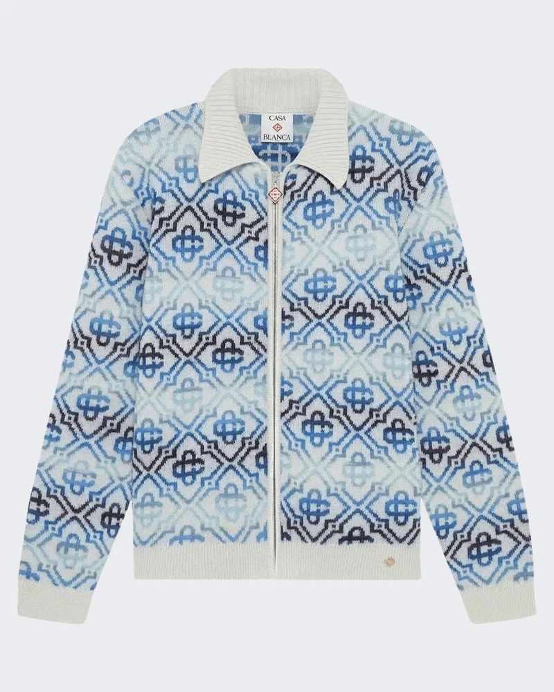 Casablanca Heren Space Dye Merino Vest Blauw overhemd