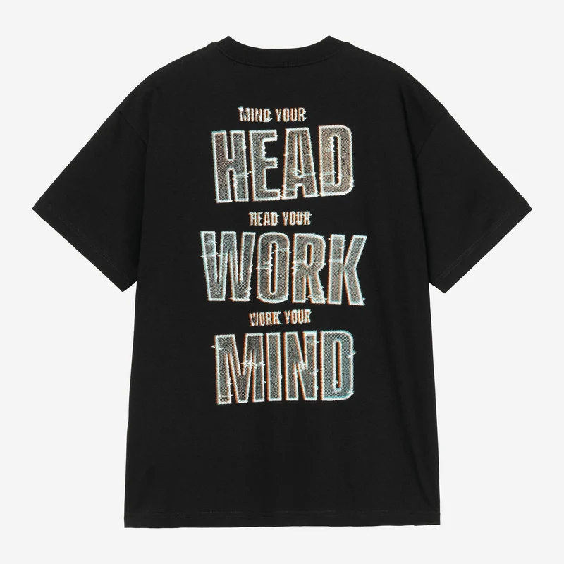 Carhartt WIP T-shirt voor heren met de tekst "Mind Your Head" | Zwart