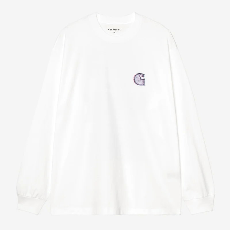 Carhartt WIP Heren T-shirt met lange mouwen en opdruk "Mind Your Head" | Wit