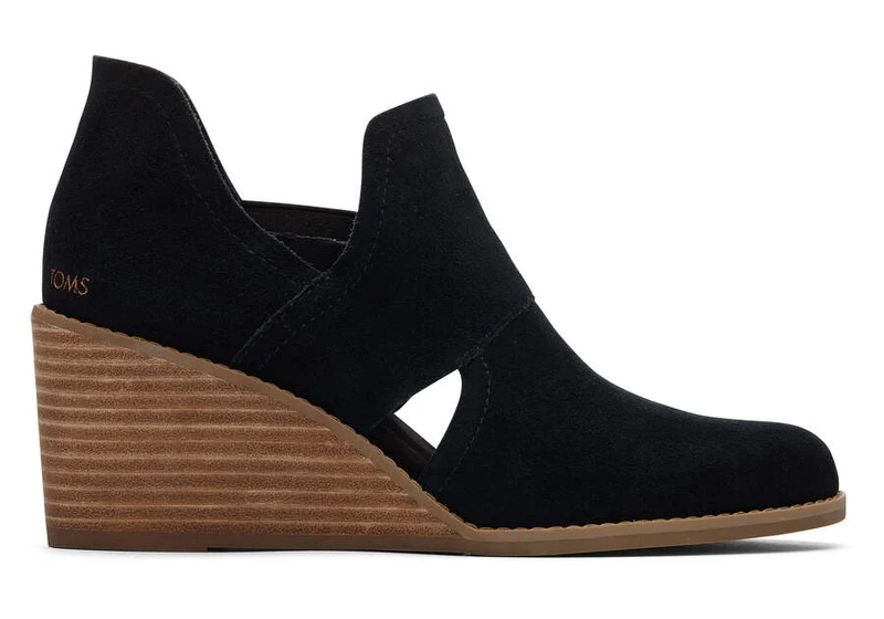 TOMS Kallie Cutout Suède Dameslaars - Zwart