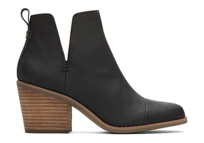 TOMS Everly Cutout leren dameslaars voor dames - zwart