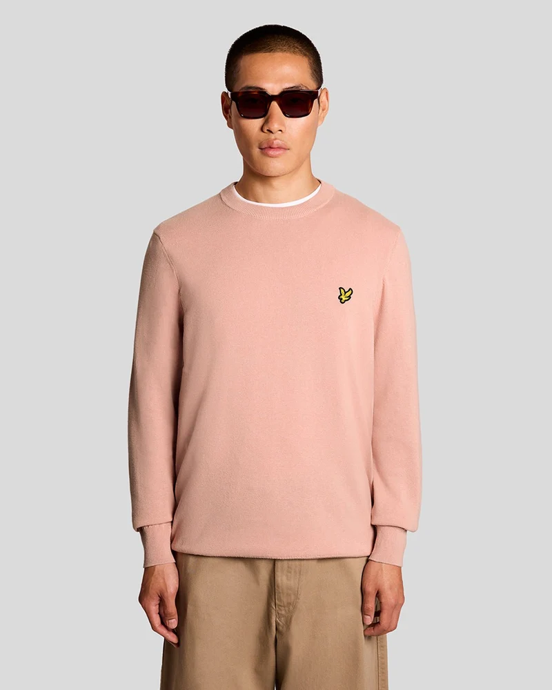 Lyle & Scott Heren katoenen trui met ronde hals | Roze grapefruit