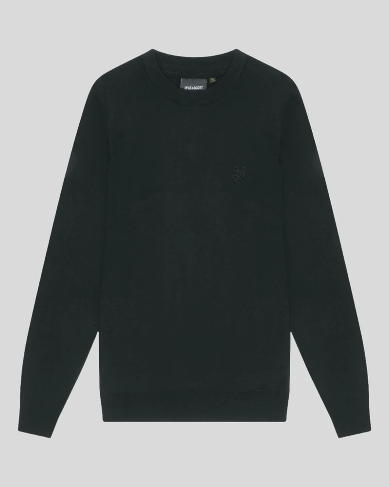 Lyle & Scott Herentrui met ronde hals van merinowol | Gitzwart