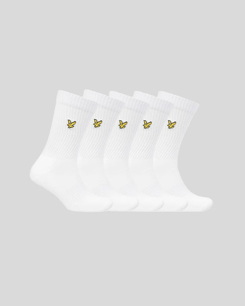 Lyle & Scott Camdyn herensokken | 5 stuks | Wit