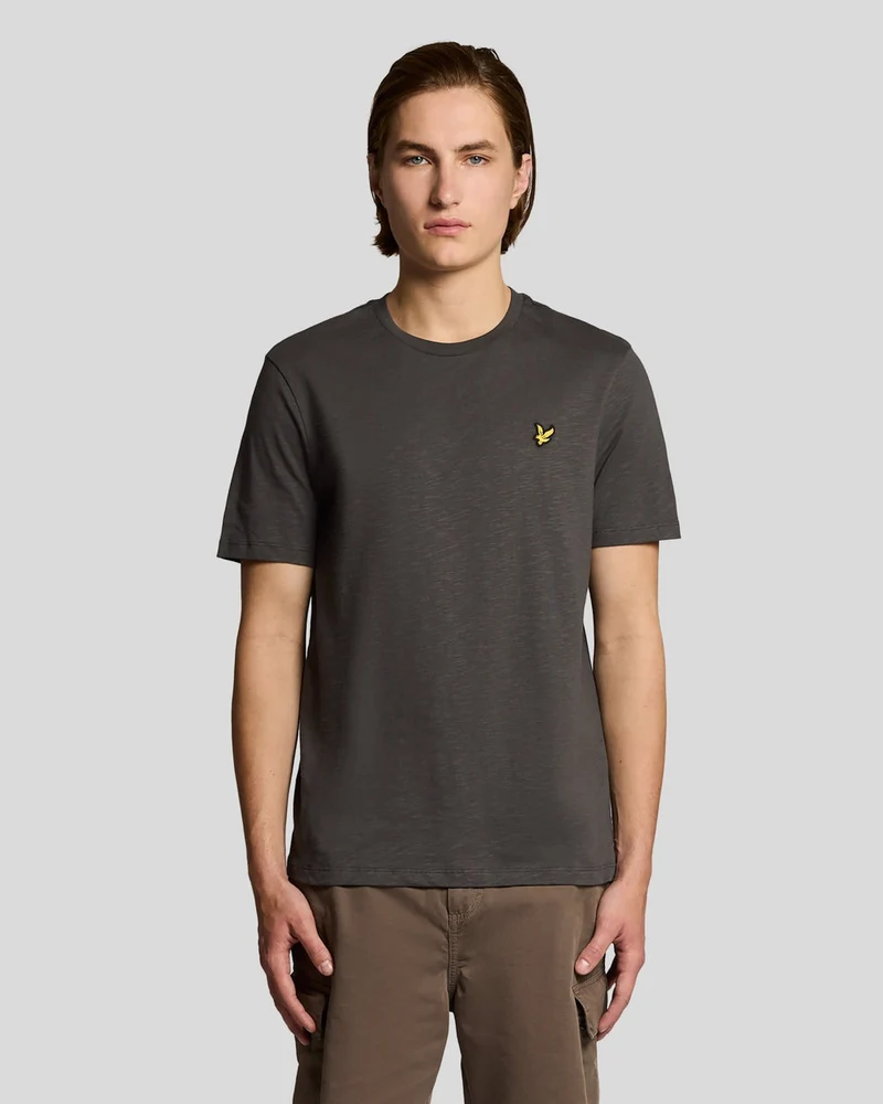 Lyle & Scott Heren T-shirt van fijn katoen met slubstructuur | Gunmetal