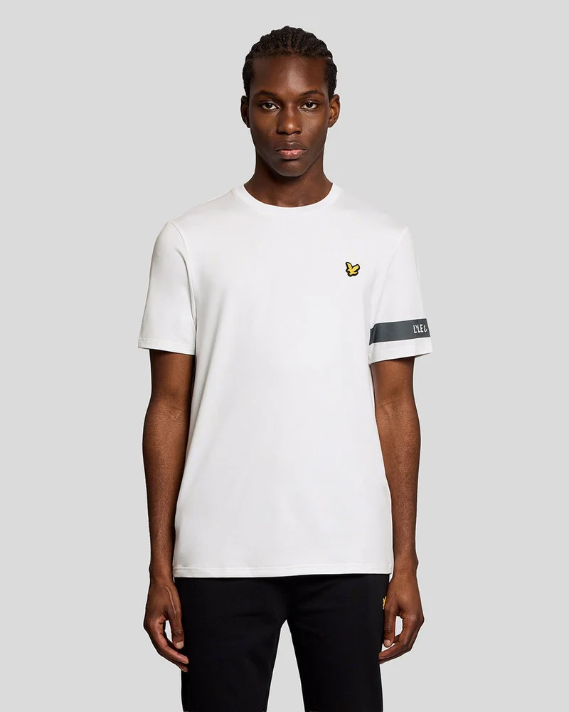 Lyle & Scott Heren T-shirt met sportieve details op de mouwen | Wit