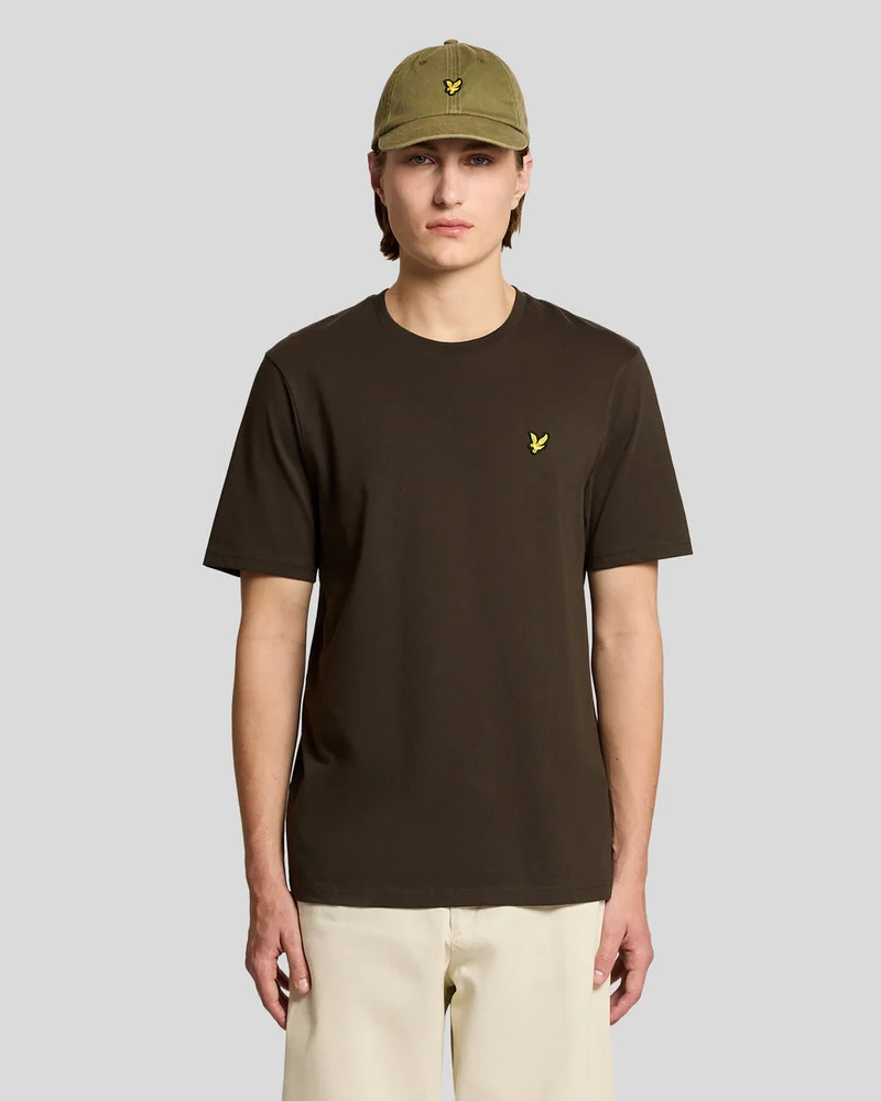 Lyle & Scott Heren katoenen T-shirt met ronde hals | Ebbenhout