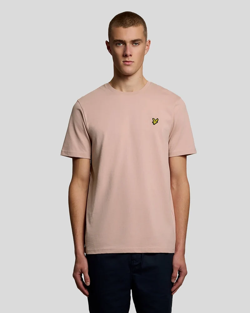 Lyle & Scott Heren katoenen T-shirt met ronde hals | Roze grapefruit
