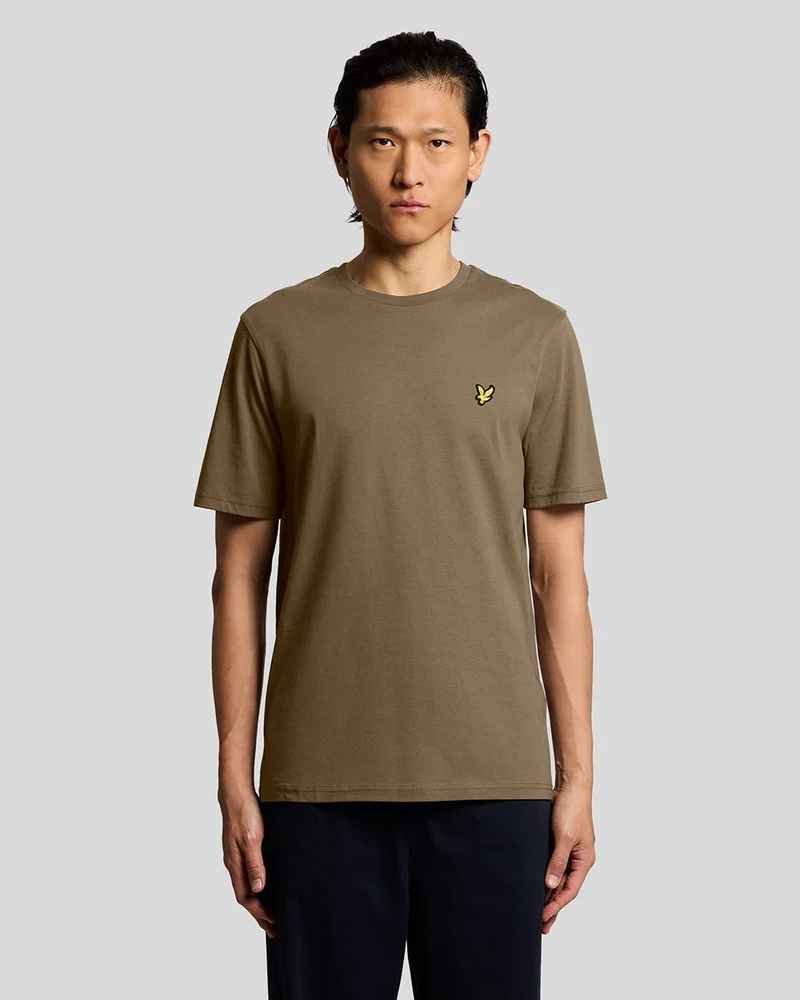 Lyle & Scott Heren katoenen T-shirt met ronde hals | Khaki Ash