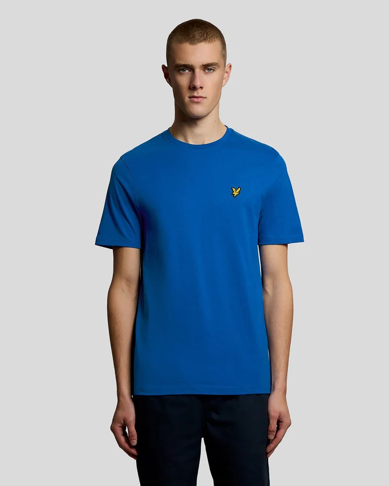 Lyle & Scott Heren katoenen T-shirt met ronde hals | Helderblauw