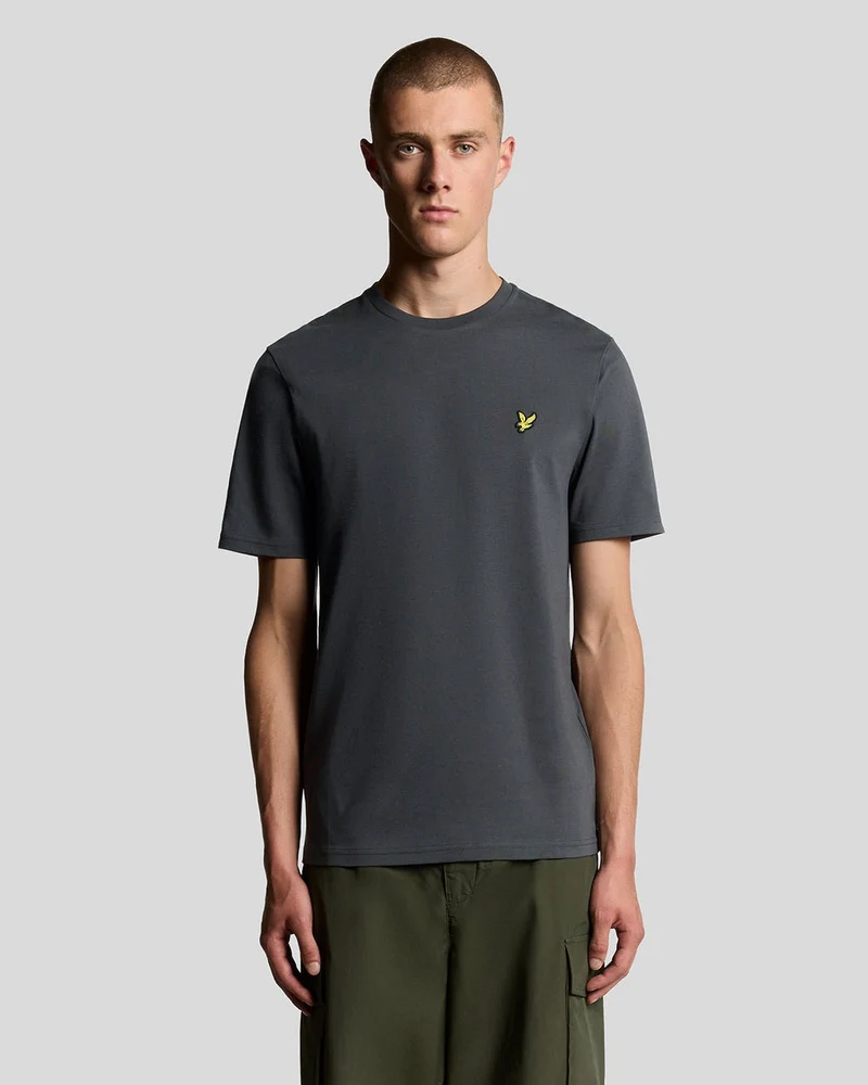 Lyle & Scott Heren katoenen T-shirt met ronde hals | Gunmetal
