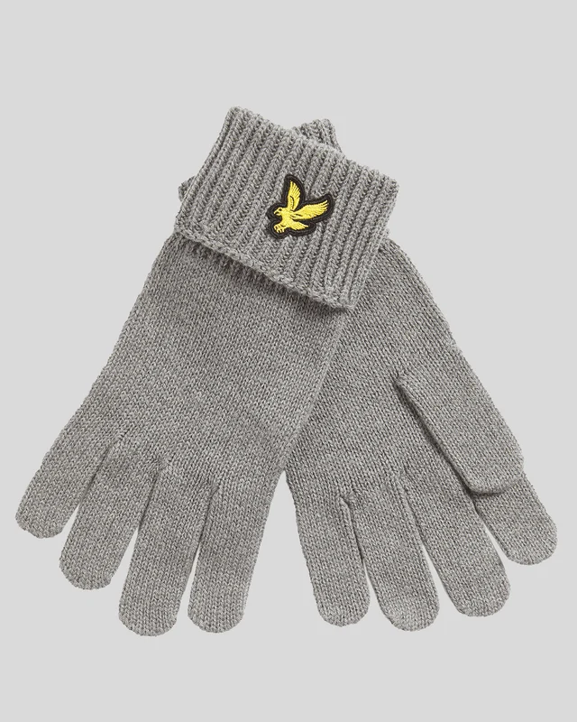 Lyle & Scott Katoenen Merino Handschoenen | Middengrijs gemêleerd