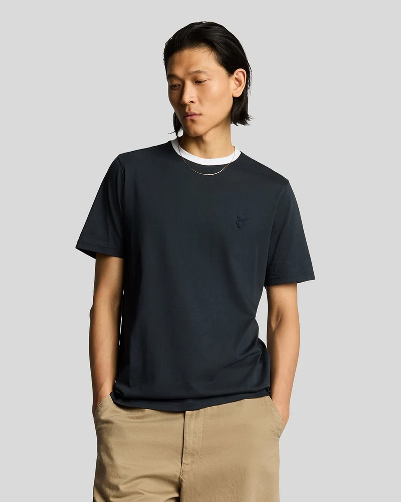 Lyle & Scott Raglan T-shirt voor heren van linnenmix | Donkerblauw