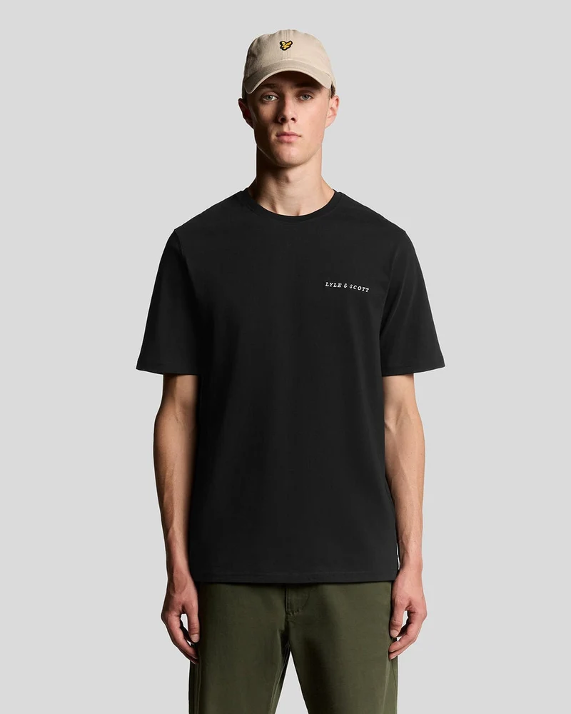 Lyle & Scott Raglan T-shirt voor heren van linnenmix | Gitzwart