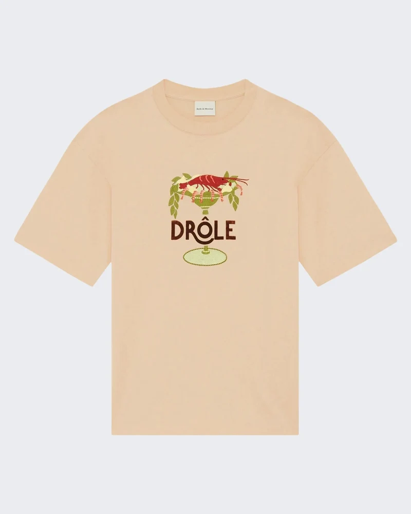 Drole De Monsieur Heren Lobster Cup T-Shirt Geel