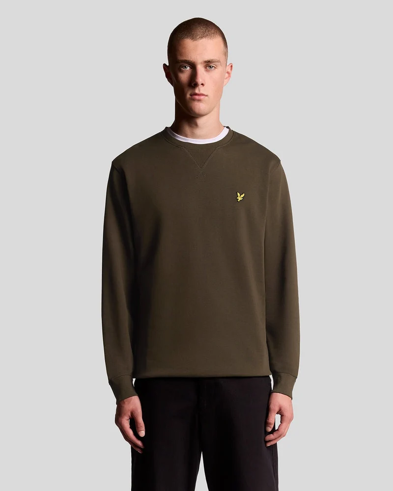Lyle & Scott Heren sweatshirt met ronde hals | Olijfgroen