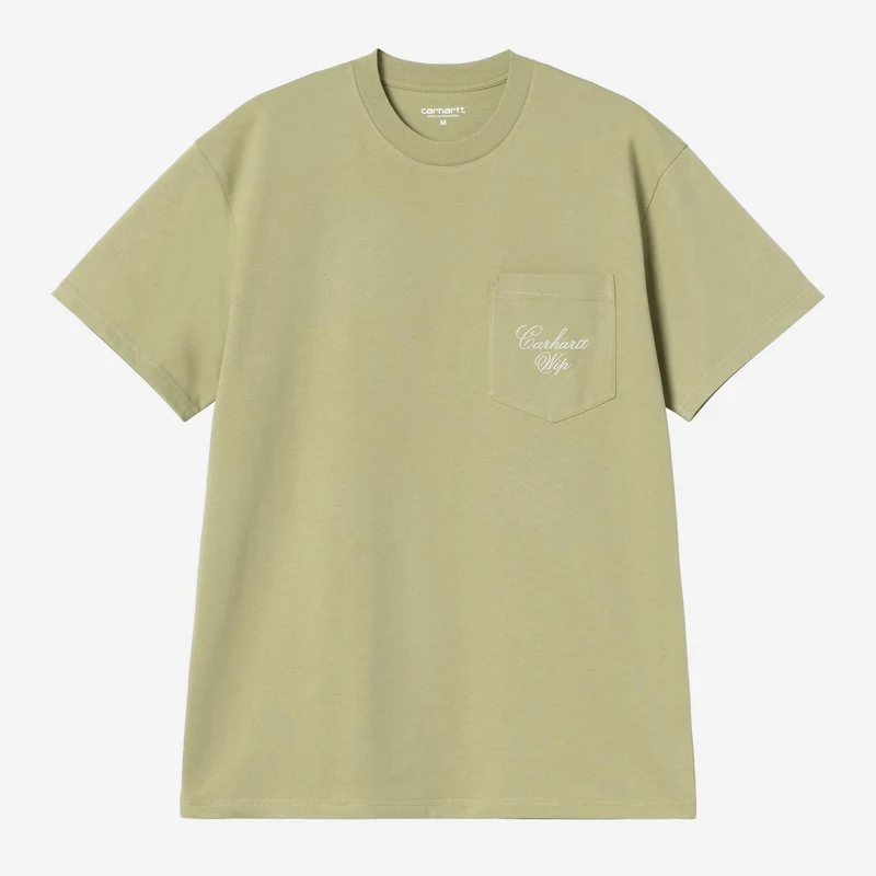 Carhartt WIP Heren T-shirt met lange mouwen en borstzak | Zachtgroen/wit