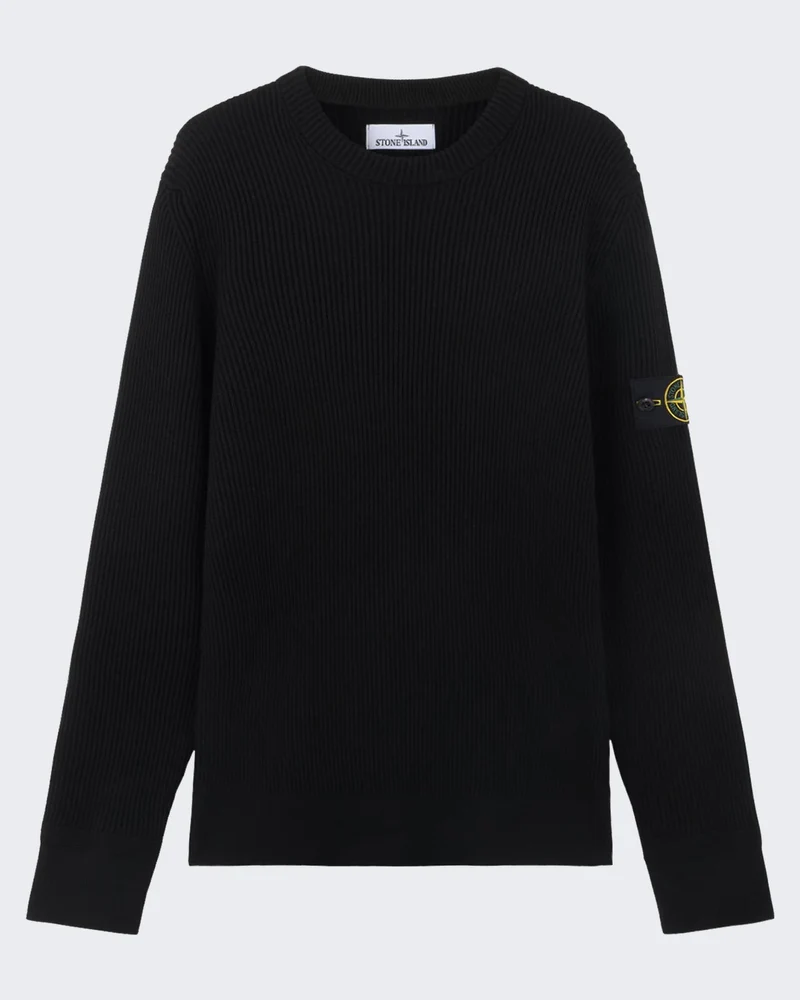 Stone Island Heren Logo Patch Knitted Zwart