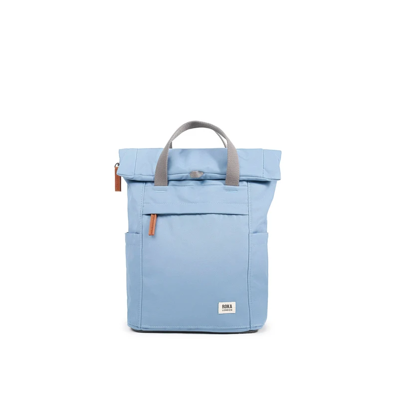 ROKA Finchley Een retro blauwe kleine tas van gerecycled canvas