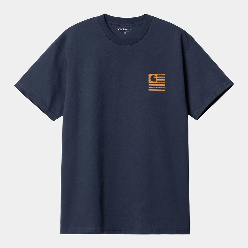 Carhartt WIP Heren T-shirt met korte mouwen en label met staatsvlag - Enzian