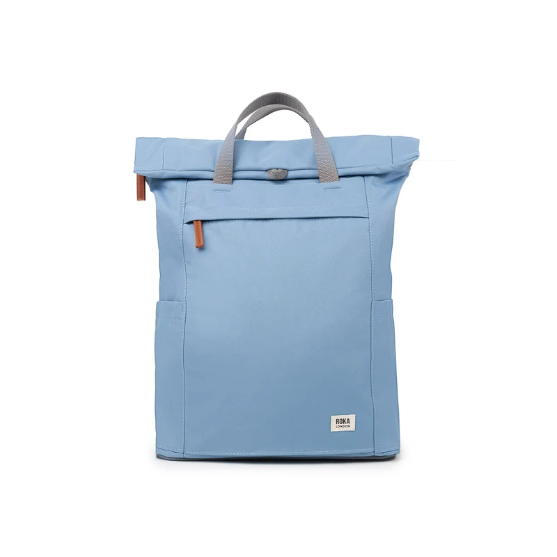 ROKA Finchley Een retro blauwe grote tas van gerecycled canvas