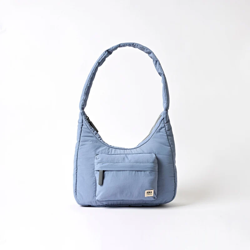 ROKA Belsize Retro Blauwe Kleine Gerecyclede Taslon Tas