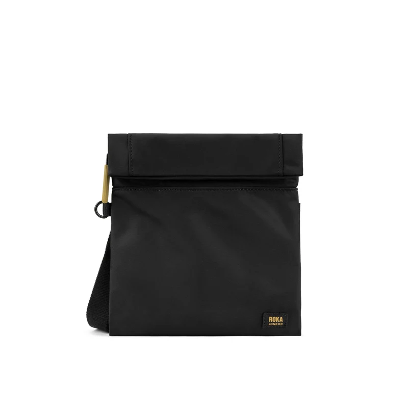ROKA Stratford Gold Label Kleine Tas van Gerecycled Nylon | Zwart