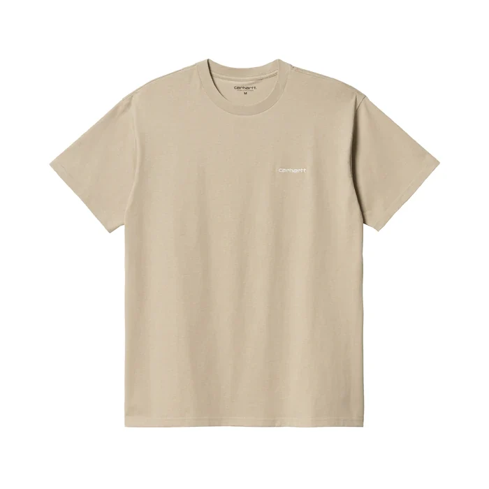 Carhartt WIP Heren T-shirt met korte mouwen en scriptborduurwerk - Muur / Wax