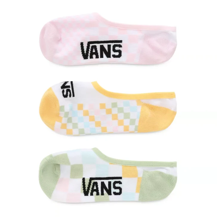 VANS Klassieke geruite Canoodle-sokken voor dames (3-pack) - Pastelche ruit