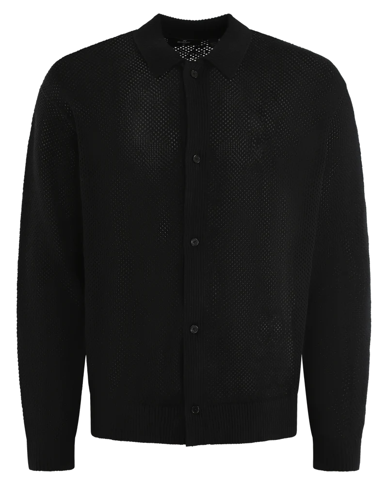 Heren Mesh Knit Shirt Zwart