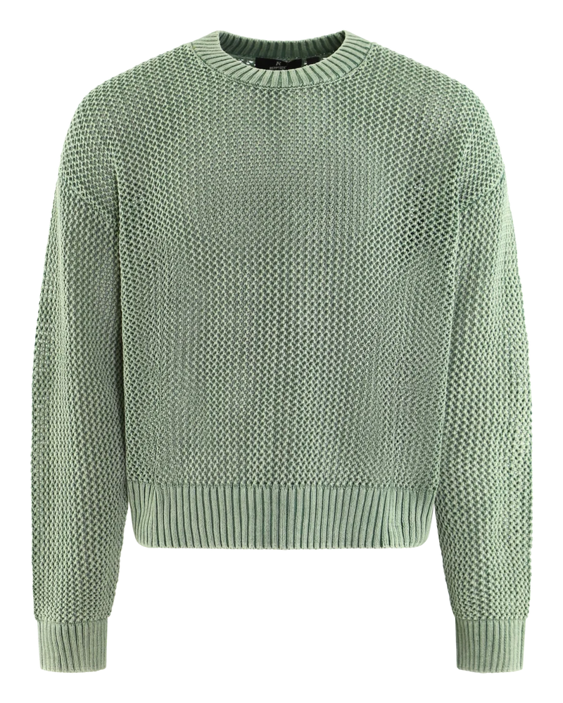 Heren Open Gauge Knit Sweater Groen