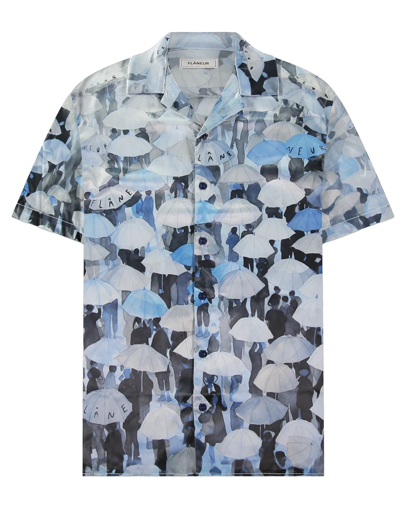 Heren Umbrella Viscose Shirt Blauw